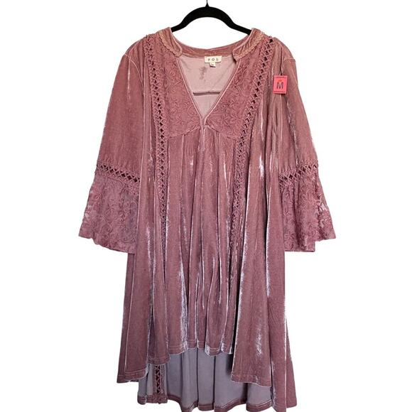 POL Blush Velvet Boho Tunic Dress MCottagecore Fall Layering Fairy Softgirl - Picture 3 of 11